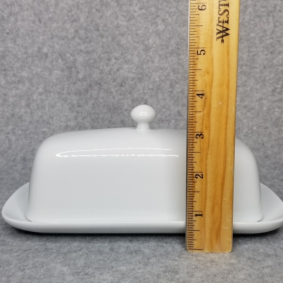 BIA Cordon Bleu White 1/4lb Covered Butter Dish Butter Keeper Knob Handle - Picture 9 of 10